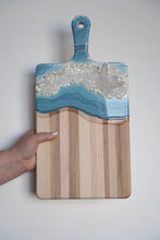 Load image into Gallery viewer, Crystal Inspired XL Paddle Charcuterie Board - Ice Blue + Platinum
