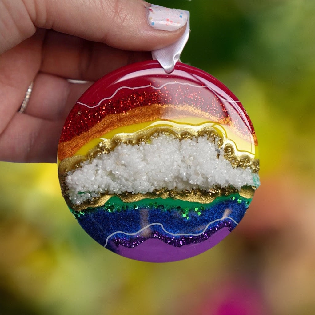 Rainbow + Gold Ornament