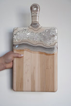 Load image into Gallery viewer, Crystal Inspired XL Paddle Charcuterie Board - Cool Agate + Platinum
