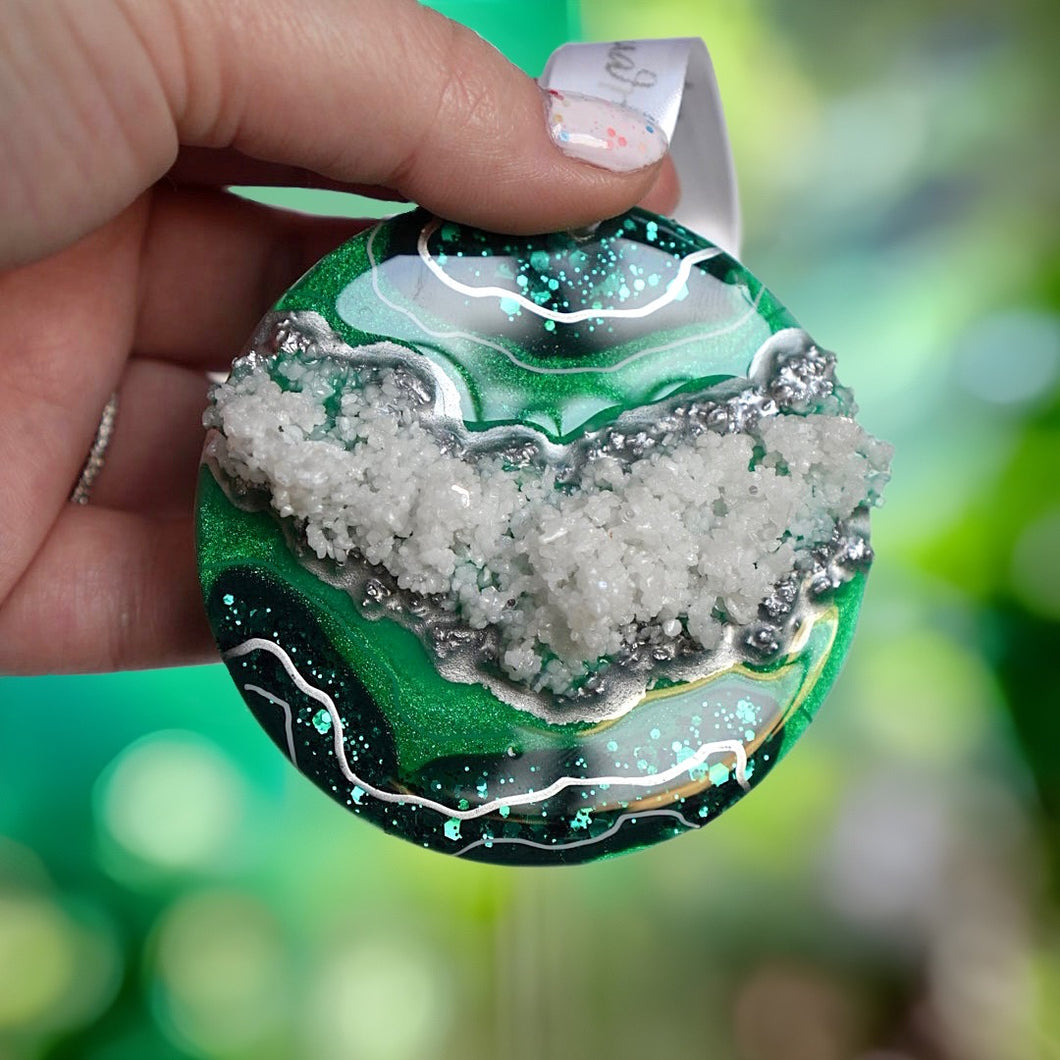 Emerald + Silver Ornament