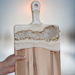 Crystal Inspired XL Paddle Charcuterie Board - White + Gold
