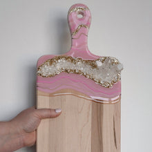 Load image into Gallery viewer, Crystal Inspired Paddle Charcuterie Board - Pink + Gold
