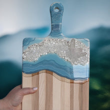 Load image into Gallery viewer, Crystal Inspired XL Paddle Charcuterie Board - Ice Blue + Platinum

