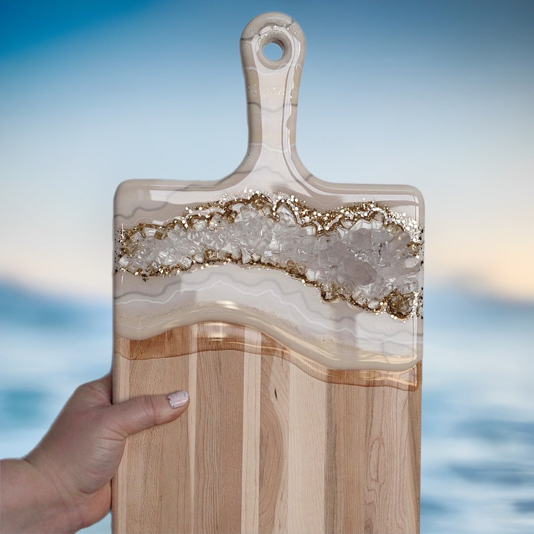 Crystal Inspired XL Paddle Charcuterie Board - Neutral + Gold