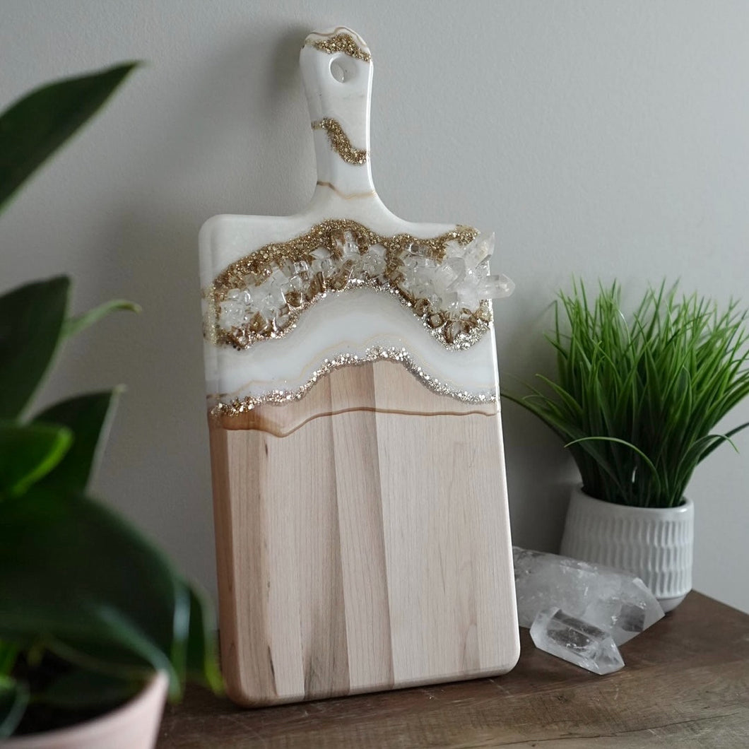 Crystal Inspired Charcuterie Board - White & Gold