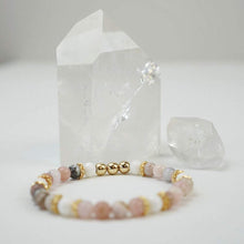 Load image into Gallery viewer, Gemstone Bracelet - Pink Opal, Tridacna Shell &amp; Hematite
